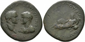 IONIA. Smyrna. Titus & Domitian , as Caesars, 69-79 and 69-81. Diassarion (Bronze, 24 mm, 6.03 g, 7 h), M. Vettius Bolanus, proconsul, circa 73-79. TI...