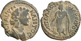 LYDIA. Apollonierum. Pseudo-autonomous issue . Assarion (Bronze, 22 mm, 3.40 g, 6 h), time of the Severans, circa 193-235. IЄPA CYNKΛHTOC Draped bust ...