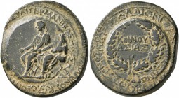 LYDIA. Sardis. Germanicus, with Drusus , Caesar, 15 BC-AD 19. Diassarion (Bronze, 28 mm, 13.70 g, 12 h), originally struck in circa 23-26, restruck by...