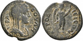 CARIA. Aphrodisias. Pseudo-autonomous issue . Hemiassarion (Bronze, 20 mm, 3.88 g, 6 h), circa 209-220. IЄPA BOYΛH Veiled and draped bust of Boule to ...