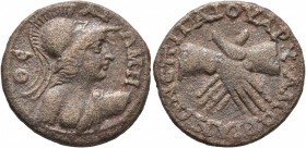 PHRYGIA. Amorium. Pseudo-autonomous issue . Assarion (Copper, 22 mm, 6.09 g, 1 h), Gaios, archon, circa 198-209. ΘЄA PΩMH Helmeted and draped bust of ...