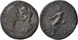 PHRYGIA. Cibyra. Domitian, with Domitia , 81-96. Assarion (Copper, 23 mm, 5.77 g, 7 h), Klau Bias, archiereus, circa 93-96 (?). [ΔOMITIANOC] KAICAP ΔO...