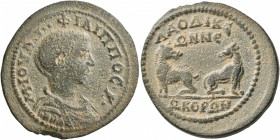 PHRYGIA. Laodicea ad Lycum. Philip II , as Caesar, 244-247. Tetrassarion (?) (Bronze, 27 mm, 8.97 g, 6 h). M•IOYΛI•ΦIΛIΠΠOC•K• Bare-headed, draped and...