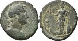 PAMPHYLIA. Side. Hadrian , 117-138. Tetrassarion (Bronze, 31 mm, 13.32 g, 1 h). [AYT KAI TP]AIANO[C AΔPIANOC] Laureate and cuirassed bust of Hadrian t...