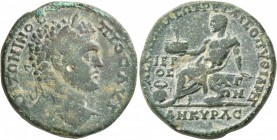 GALATIA. Ancyra. Caracalla , 198-217. Tetrassarion (Bronze, 29 mm, 17.62 g, 9 h), circa 214/5. ANTΩNINOC ΠIOC AYΓ Laureate head of Caracalla to right....