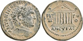 GALATIA. Ancyra. Caracalla , 198-217. Tetrassarion (Bronze, 29 mm, 15.20 g, 1 h), 211-217. ANTΩNINOC ΠIOC AYΓOYCTOC Laureate head of Caracalla to righ...