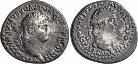 CAPPADOCIA. Caesaraea-Eusebia. Nero, with Divus Claudius , 54-68. Didrachm (Silver, 22 mm, 6.81 g, 12 h). NERO CLAVD DIVI CLA[VD F CAESAR AVG G]ERMA L...