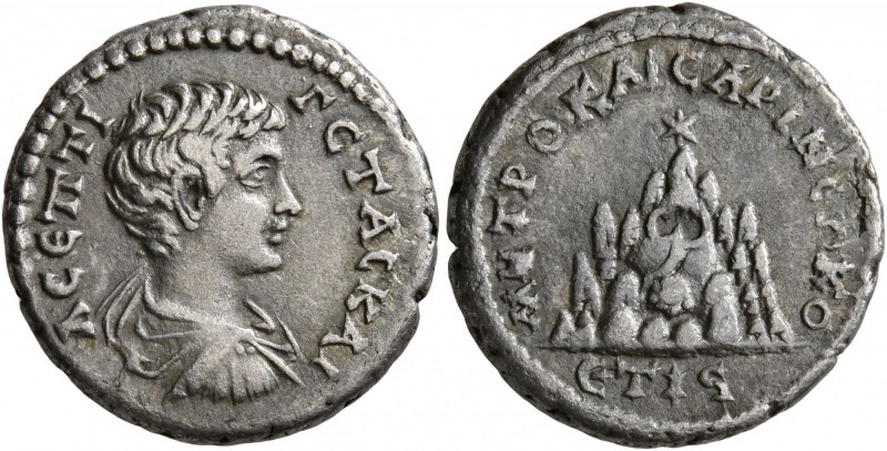 CAPPADOCIA. Caesaraea-Eusebia. Geta , as Caesar, 198-209. Drachm (Silver, 17 mm,...