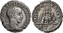 CAPPADOCIA. Caesaraea-Eusebia. Gordian III , 238-244. Tridrachm (Silver, 24 mm, 9.21 g, 1 h), RY 4 = 240/1. AY KAI M ANT ΓOPΔIANOC CЄ Laureate, draped...
