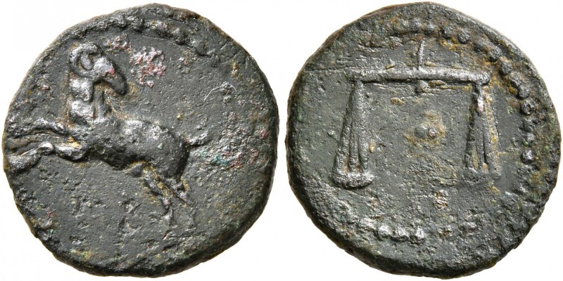 SYRIA, Uncertain. 3rd century AD. Hemiassarion (Bronze, 17 mm, 3.34 g, 12 h). Ra...