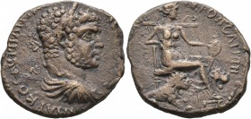 SYRIA, Cyrrhestica. Hieropolis. Caracalla , 198-217. Tetrassarion (Bronze, 27 mm, 11.18 g, 6 h). MAPKOC AYPH ANT[ΩNINOC ...] Laureate, draped and cuir...