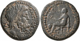 SYRIA, Seleucis and Pieria. Antioch. Pseudo-autonomous issue . Assarion (Bronze, 19 mm, 6.08 g, 12 h), CY 115 = 66/7 AD. ANTIOXЄΩ-N Laureate head of Z...