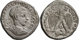 SYRIA, Seleucis and Pieria. Antioch. Gordian III , 238-244. Tetradrachm (Billon, 26 mm, 15.09 g, 6 h), 241-244. AYTOK K M ANT ΓOPΔIANOC CЄB Laureate, ...