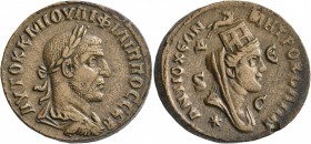 SYRIA, Seleucis and Pieria. Antioch. Philip I , 244-249. Tetrassarion (Orichalcum, 29 mm, 16.45 g, 7 h). AYTOK K M IOYΛI ΦIΛIΠΠOC CЄB Laureate, draped...