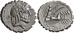 Q. Antonius Balbus, 83-82 BC. Denarius (Silver, 20 mm, 3.92 g, 6 h), Rome. Laureate head of Jupiter to right; behind, S•C. Rev. Q• ANT O•BALB / PR Vic...