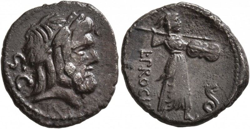 L. Procilius, 80 BC. Denarius (Silver, 18 mm, 3.57 g, 9 h), Rome. Laureate head ...
