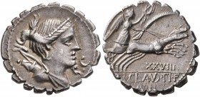 Ti. Claudius Ti.f. Ap.n. Nero, 79 BC. Denarius (Silver, 19 mm, 3.88 g, 5 h), Rome. Diademed and draped bust of Diana to right with bow and quiver over...