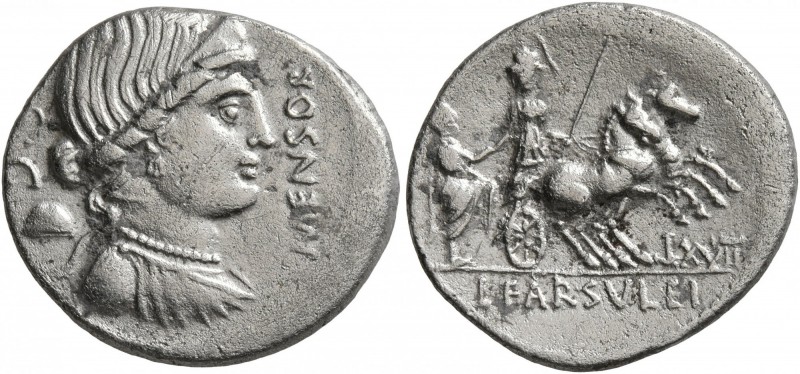 L. Farsuleius Mensor, 76 BC. Denarius (Silver, 19 mm, 3.72 g, 7 h), Rome. MENSOR...