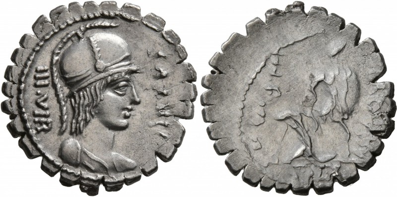 Mn. Aquillius Mn.f. Mn.n, 65 BC. Denarius (Silver, 20 mm, 3.65 g, 7 h), Rome. VI...
