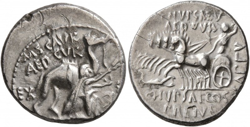 M. Aemilius Scaurus and Pub. Plautius Hypsaeus, 58 BC. Denarius (Silver, 18 mm, ...