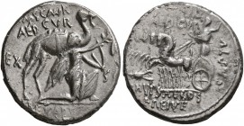 M. Aemilius Scaurus and Pub. Plautius Hypsaeus, 58 BC. Denarius (Silver, 18 mm, 3.74 g, 7 h), Rome. M•SCAVR / AED•CVR / S•C / REX•ARETAS Nabatean king...
