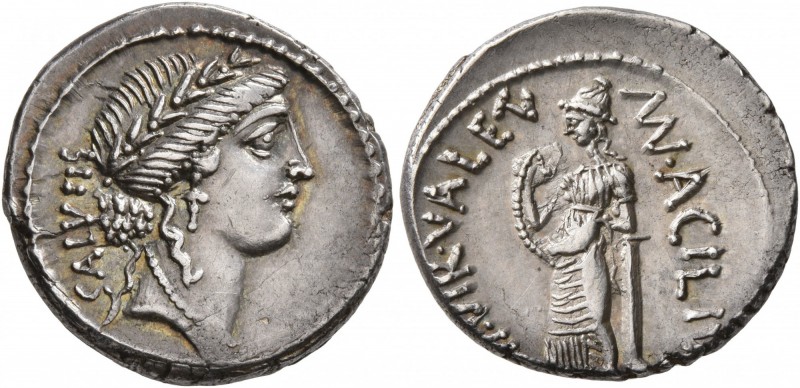 Man. Acilius Glabrio, 49 BC. Denarius (Silver, 18 mm, 3.80 g, 5 h), Rome. SALVTI...