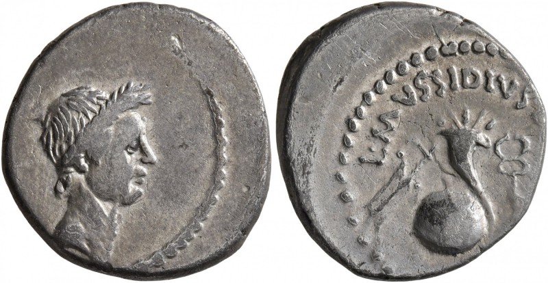 Julius Caesar, 49-44 BC. Denarius (Silver, 17 mm, 3.67 g, 1 h), Rome, L. Mussidi...