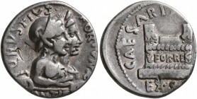 Augustus, 27 BC-AD 14. Denarius (Silver, 18 mm, 3.65 g, 6 h), Q. Rustius, moneyer, Rome, circa 19 BC. Q•RVSTIVS•FORTVNAE / ANTIAT Jugate, draped busts...