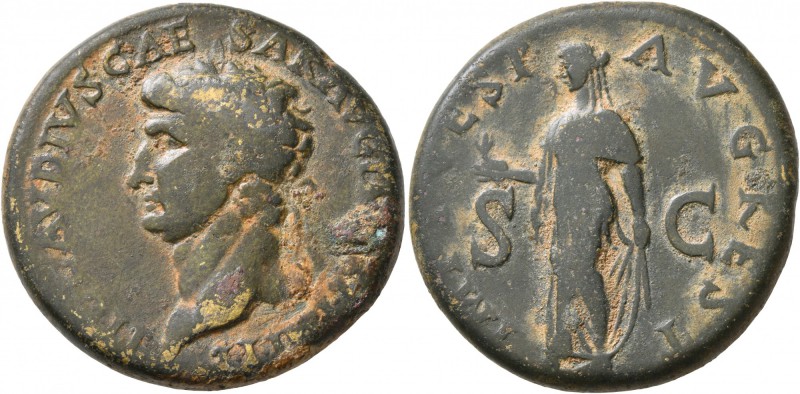 Claudius, 41-54. Sestertius (Orichalcum, 31 mm, 25.83 g, 8 h), restitution issue...
