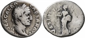 Galba, 68-69. Denarius (Silver, 19 mm, 3.04 g, 6 h), Rome. IMP SER GALBA CAESAR AVG Laureate head of Galba to right. Rev. HISPA[NIA] Hispania advancin...