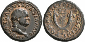 Vespasian, 69-79. Dupondius (Orichalcum, 26 mm, 12.89 g, 7 h), Rome for use in Syria, 74. IMP CAESAR VESPASIAN AVG Laureate head of Vespasian to right...