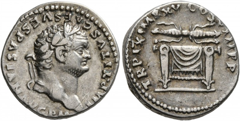 Titus, 79-81. Denarius (Silver, 17 mm, 3.51 g, 6 h), Rome, 80. IMP TITVS CAES VE...