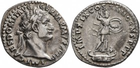 Domitian, 81-96. Denarius (Silver, 20 mm, 3.32 g, 6 h), Rome, 88-89. IMP CAES DOMIT AVG GERM P M TR P VIII Laureate head of Domitian to right. Rev. IM...