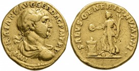 Trajan, 98-117. Aureus (Gold, 19 mm, 7.13 g, 7 h), Rome, 111. IMP TRAIANO AVG GER DAC P M TR P Laureate, draped and cuirassed bust of Trajan to right,...