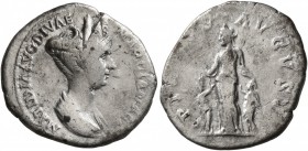 Matidia, Augusta, 112-119. Denarius (Silver, 19 mm, 2.66 g, 8 h), Rome, circa 115-117. MATIDIA AVG DIVAE MARCIANAE F Draped bust of Matidia to right. ...
