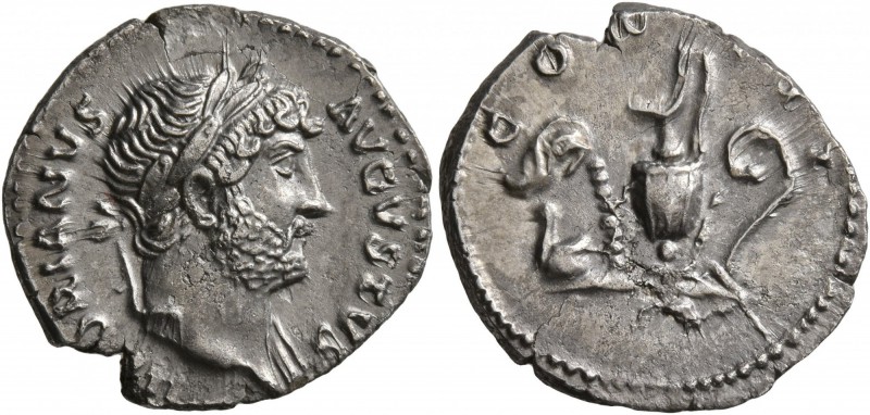 Hadrian, 117-138. Denarius (Silver, 18 mm, 3.02 g, 5 h), Rome, 124-128. HADRIANV...