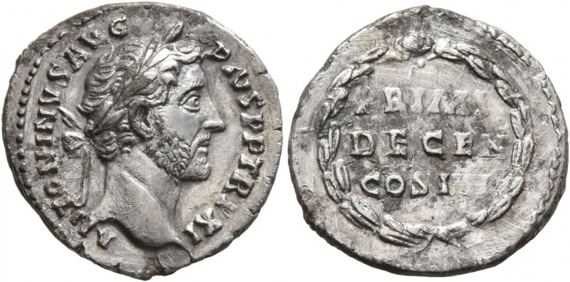 Antoninus Pius, 138-161. Denarius (Silver, 18 mm, 3.18 g, 6 h), Rome, 147-148. A...