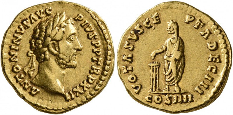 Antoninus Pius, 138-161. Aureus (Gold, 19 mm, 7.14 g, 6 h), Rome, 158-159. ANTON...
