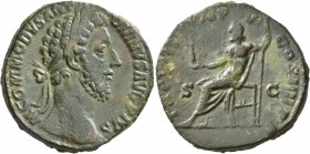 Commodus, 177-192. Sestertius (Orichalcum, 30 mm, 22.75 g, 6 h), Rome, 183. M COMMODVS ANTONINVS AVG PIVS Laureate head of Commodus to right. Rev. TR ...