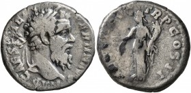 Pertinax, 193. Denarius (Silver, 17 mm, 2.95 g, 12 h), Rome. IMP CAES [P] HELV PERTIN AVG Laureate head of Pertinax to right. Rev. [AEQV]IT AVG TR P C...