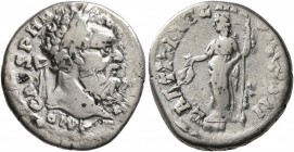 Pertinax, 193. Denarius (Silver, 17 mm, 2.68 g, 12 h), Rome. IMP CAES P HEL[V PERTIN AVG] Laureate head of Pertinax to right. Rev. LAETITIA TEMPOR COS...