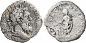 Pertinax, 193. Denarius (Silver, 16 mm, 2.66 g, 12 h), Rome. IMP CAES P HELV PERTIN AVG Laureate head of Pertinax to right. Rev. VOT DECEN TR P COS II...