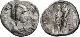 Didia Clara, Augusta, 193. Denarius (Silver, 17 mm, 2.83 g, 6 h), Rome. DIDIA CLARA AVG Draped bust of Didia Clara to right. Rev. HILAR TEMPOR Hilarit...