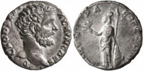 Clodius Albinus, as Caesar, 193-195. Denarius (Silver, 17 mm, 2.86 g, 6 h), Rome, 194-195. D CLOD SEPT ALBIN CAES Bare head of Clodius Albinus to righ...