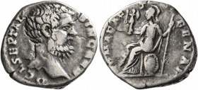 Clodius Albinus, as Caesar, 193-195. Denarius (Silver, 18 mm, 2.73 g, 12 h), Rome. D CL SEPT ALBIN CAES Bare head of Clodius Albinus to right. Rev. RO...