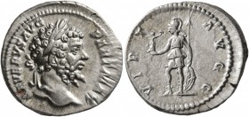 Septimius Severus, 193-211. Denarius (Silver, 19 mm, 3.37 g, 6 h), Rome, 200-201. SEVERVS AVG PART MAX Laureate head of Septimius Severus to right. Re...
