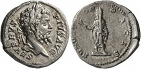 Septimius Severus, 193-211. Denarius (Silver, 17 mm, 3.64 g, 12 h), Rome, 202-210. SEVERVS PIVS AVG Laureate head of Septimius Severus to right. Rev. ...