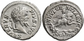 Septimius Severus, 193-211. Denarius (Silver, 18 mm, 3.52 g, 1 h), Rome, 203. SEVERVS PIVS AVG Laureate head of Septimius Severus to right. Rev. INDVL...