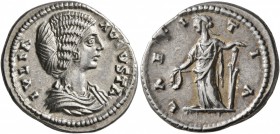 Julia Domna, Augusta, 193-217. Denarius (Silver, 20 mm, 3.57 g, 12 h), Laodicea, 196-202. IVLIA AVGVSTA Draped bust of Julia Domna to right. Rev. LAET...