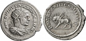 Caracalla, 198-217. Antoninianus (Silver, 23 mm, 5.02 g, 7 h), Rome, 215. ANTONINVS PIVS AVG GERM Radiate, draped and cuirassed bust of Caracalla to r...